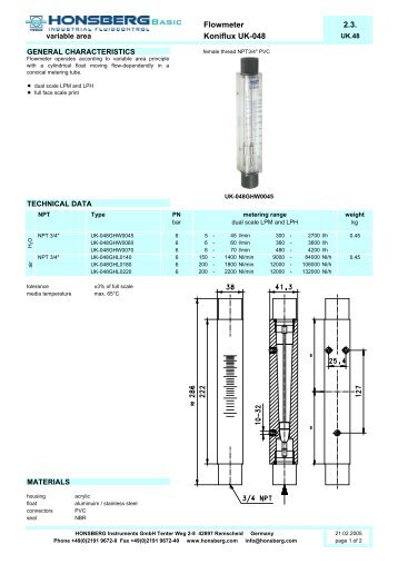 Flowmeter 2.3. Koniflux UK-048