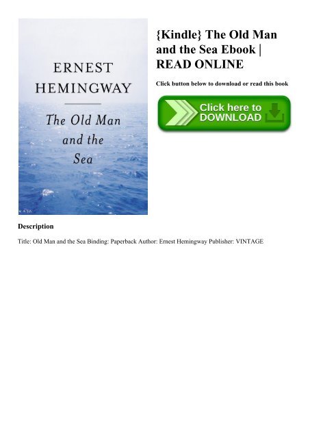 {Kindle} The Old Man and the Sea Ebook  READ ONLINE