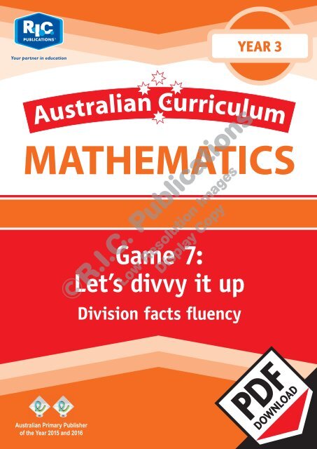 RIC-20326_Maths_games_for_the_Australian_Curriculum_Year_3_Game_7_Division_facts_fluency