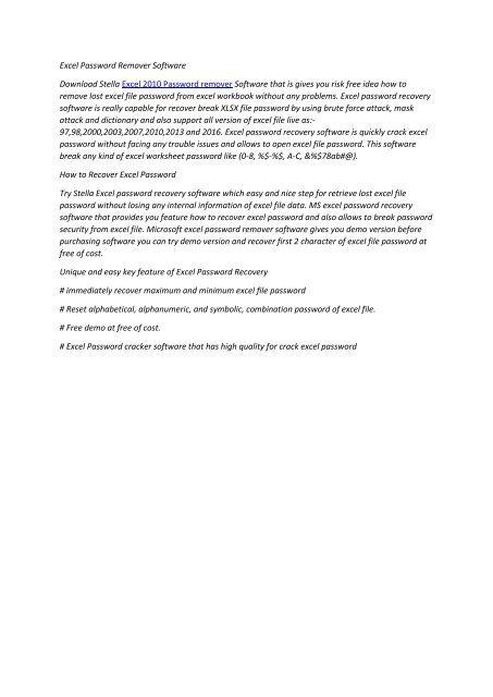 excel password remover pro 2010 gratis excel password remover pro 2010 gratis