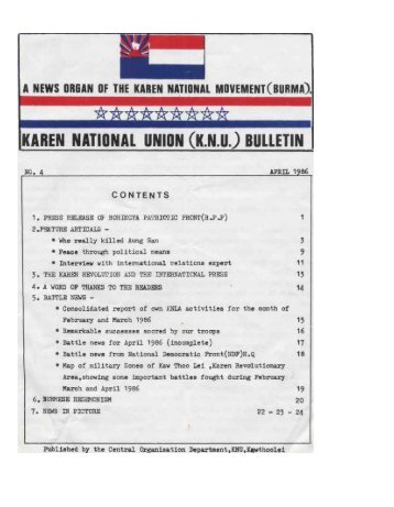 KNU Bulletin No. 4, April 1986