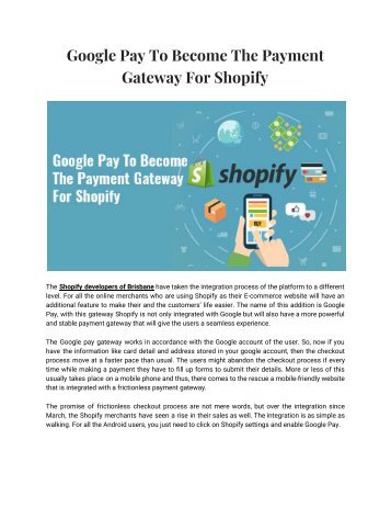 Google Pay To Become The Payment Gateway For Shopify