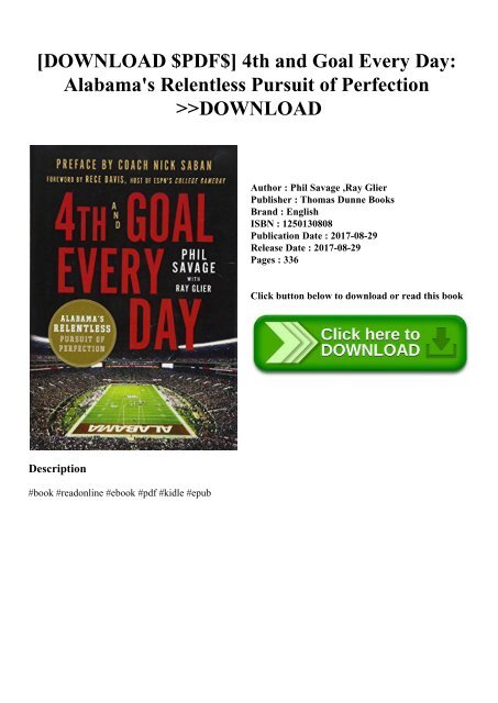 Download Pdf 4th And Goal Every Day Alabama Amp 039 S Relentless Pursuit Of Perfection Download