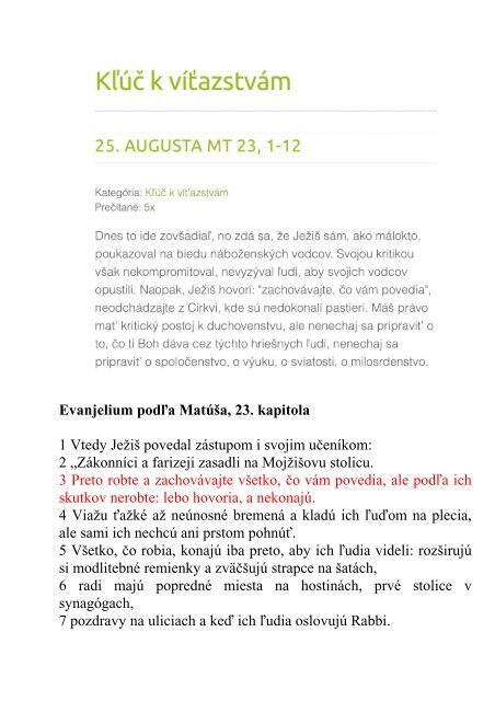 Evanjelium podľa Matúša, 23. kapitola