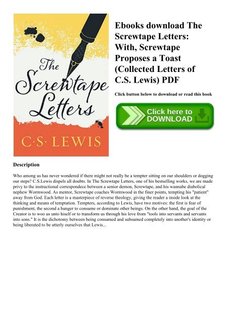 Ebooks download The Screwtape Letters With  Screwtape Proposes a Toast (Collected Letters of C.S. Lewis) PDF