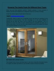 Knowing The Useful Facts On Different Door Types