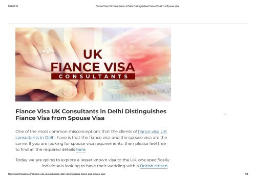 Fiance Visa UK Consultants in Delhi Distinguishes Fiance Visa from Spouse Visa