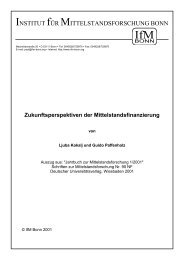 Zukunftsperspektiven der Mittelstandsfinanzierung - Institut für ...