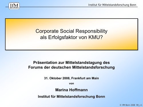 Corporate Social Responsibility als Erfolgsfaktor von KMU?