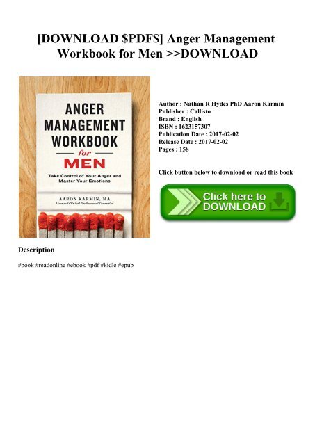 [DOWNLOAD $PDF$] Anger Management Workbook for Men DOWNLOAD