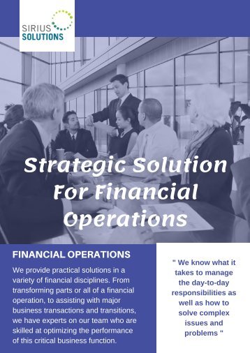 Practical Solutions For Financial Operations | Sirius Solutions