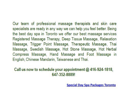 Special Day Spa Packages Toronto | Massage for Pain Relief