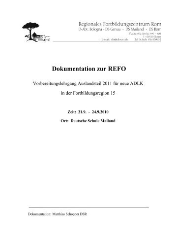 Dokumentation zur REFO - Deutsche Schule Rom