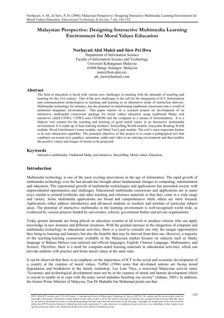 Malaysian Perspective: Designing Interactive Multimedia Learning ...