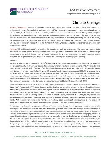 Climate Change - Geological Society of America