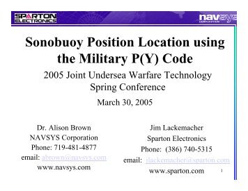 Sonobuoy Position Location using the Military P(Y) Code - NAVSYS ...