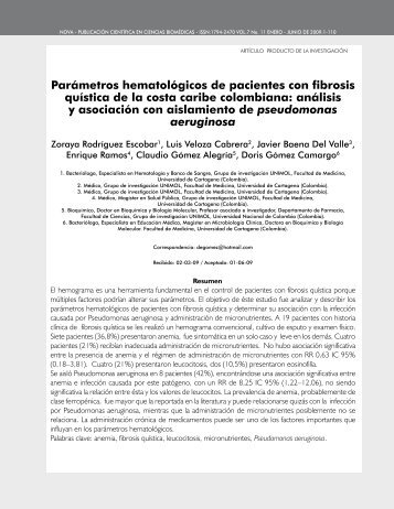 Parámetros hematológicos de pacientes con fibrosis quística de la ...