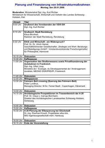 Planung und Finanzierung von Infrastrukturmaßnahmen