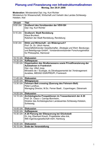 Planung und Finanzierung von Infrastrukturmaßnahmen