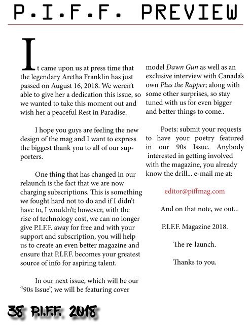 P.I.F.F. Magazine Issue 3.1 Woke Issue Sept 2018 (preview)