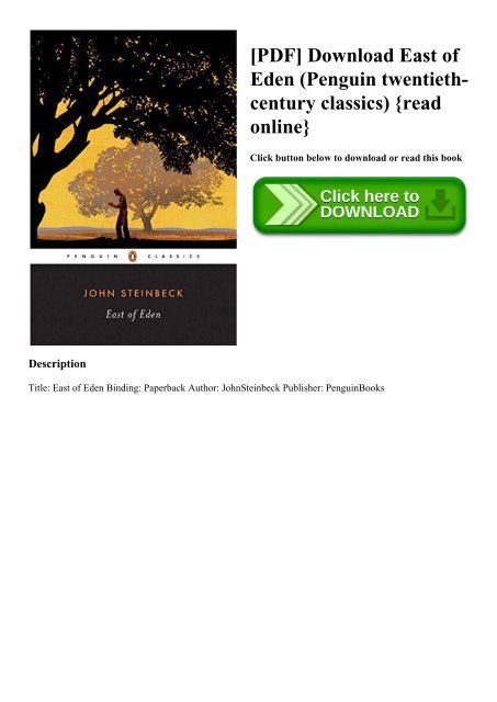 Pdf Download East Of Eden Penguin Twentieth Century Classics Read Online