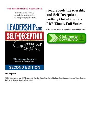 [read ebook] Leadership and Self-Deception Getting Out of the Box PDF Ebook Full Series