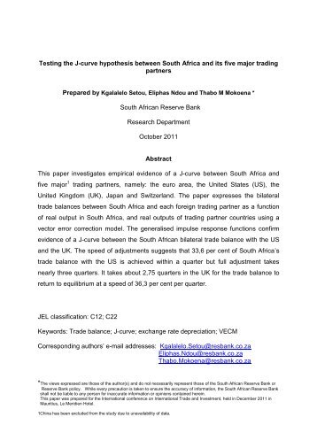 Testing the J-curve hypothesis between South Africa and its five ...