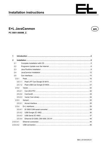 Installation instructions E+L JavaCanmon en - Erhardt+Leimer