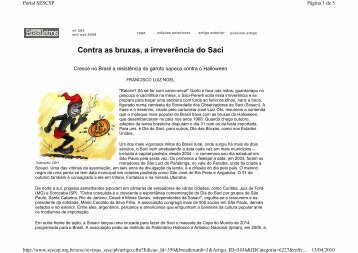 Contra as bruxas, a irreverência do Saci