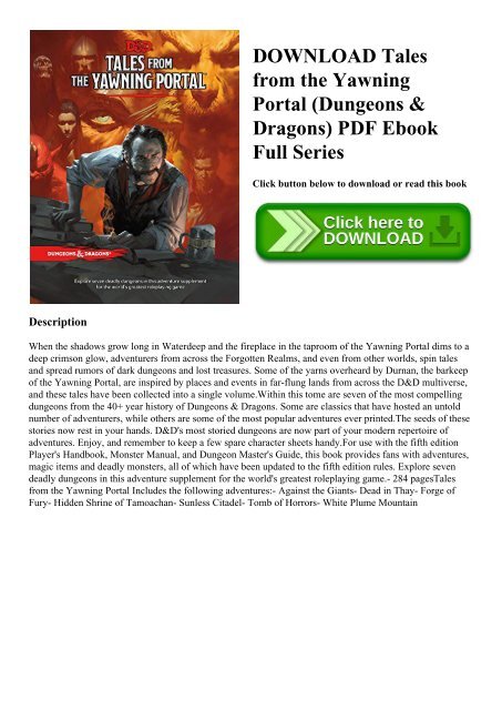 Tales From the Yawning Portal PDF - blogger.com tales from the yawning portal pdf download