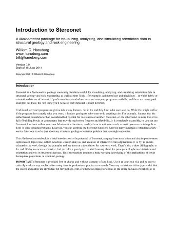 Introduction to Stereonet - Haneberg Geoscience