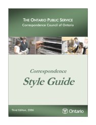 Correspondence Style Guide - Government of Ontario