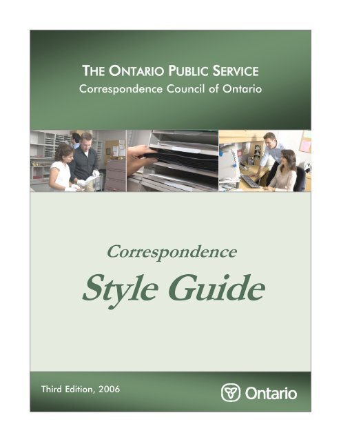 Correspondence Style Guide - Government of Ontario