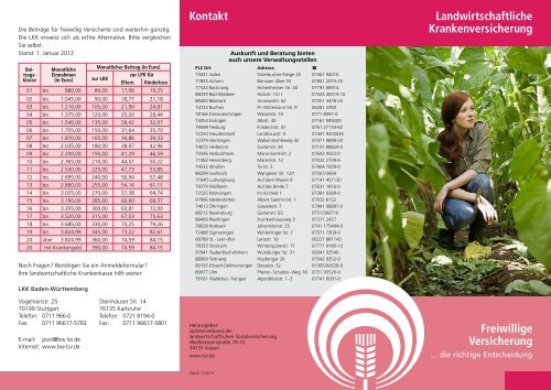 Landwirtschaftliche Krankenversicherung Freiwillige Versicherung ...