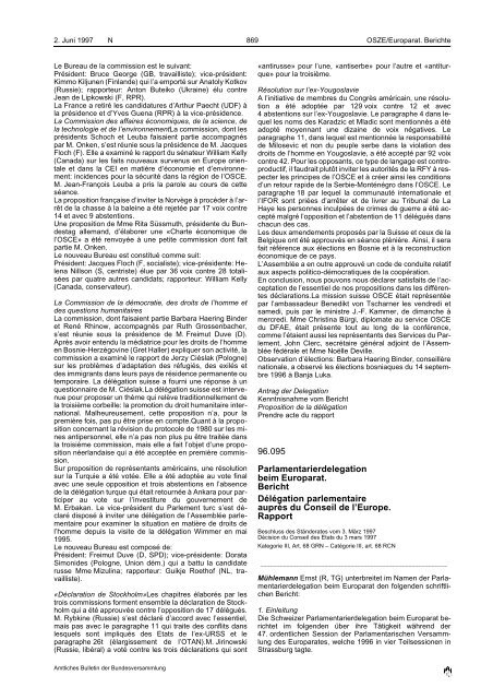 Amtliches Bulletin der Bundesversammlung Bulletin officiel de l ...