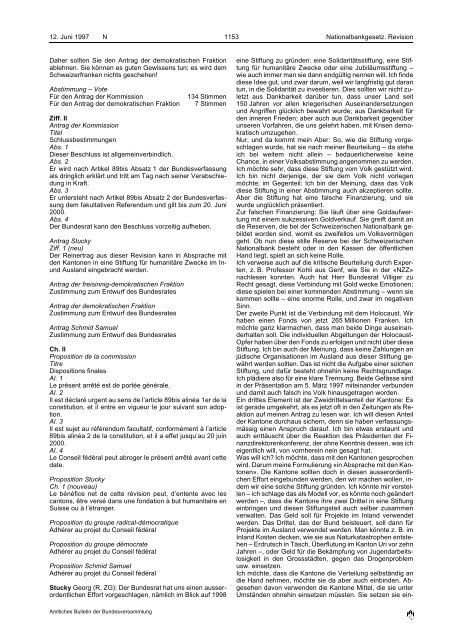 Amtliches Bulletin der Bundesversammlung Bulletin officiel de l ...