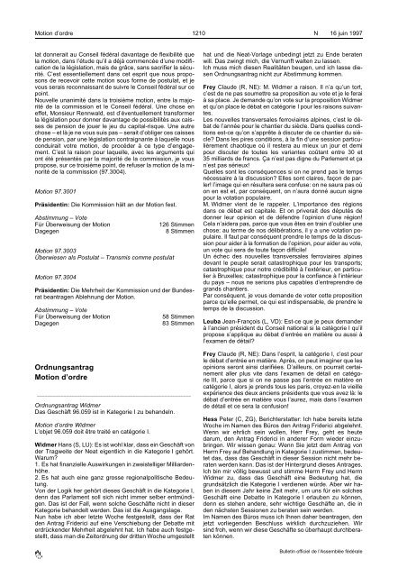 Amtliches Bulletin der Bundesversammlung Bulletin officiel de l ...