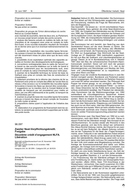 Amtliches Bulletin der Bundesversammlung Bulletin officiel de l ...