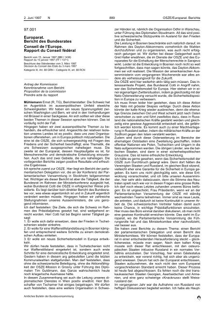 Amtliches Bulletin der Bundesversammlung Bulletin officiel de l ...