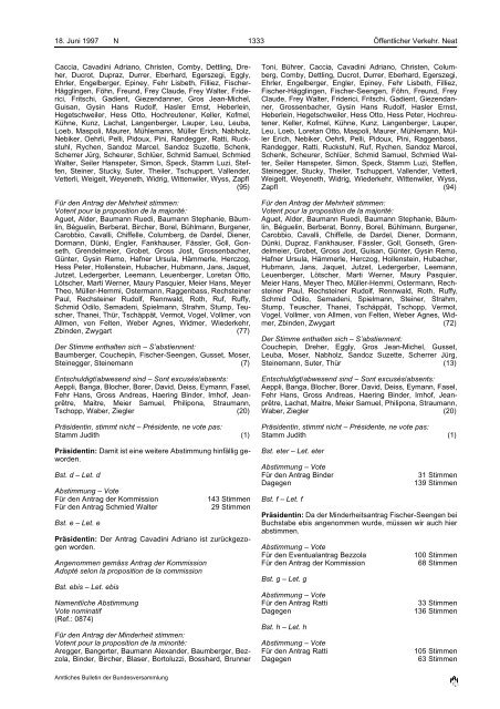 Amtliches Bulletin der Bundesversammlung Bulletin officiel de l ...