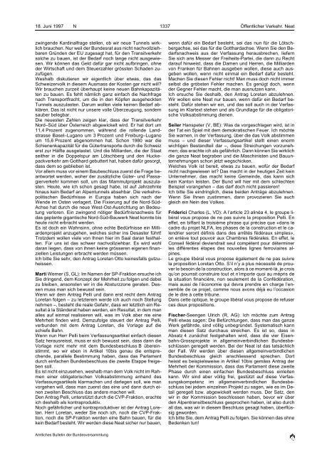 Amtliches Bulletin der Bundesversammlung Bulletin officiel de l ...