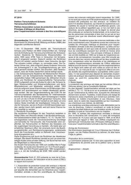 Amtliches Bulletin der Bundesversammlung Bulletin officiel de l ...