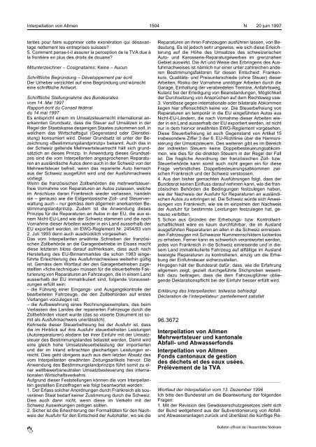 Amtliches Bulletin der Bundesversammlung Bulletin officiel de l ...