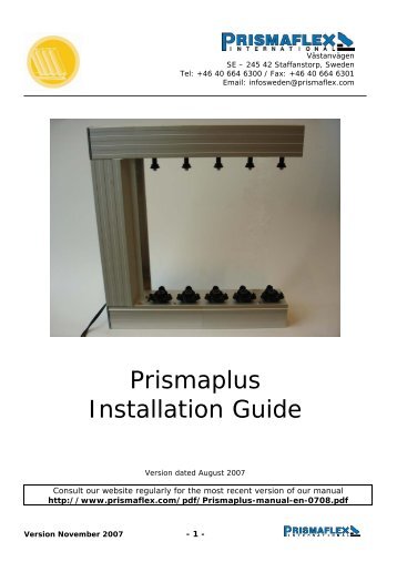 Prismaplus Installation Guide - Prismaflex