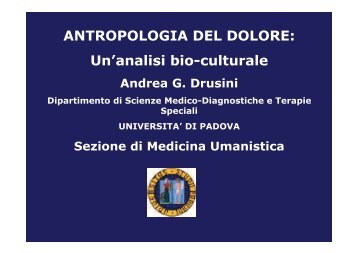 ANTROPOLOGIA DEL DOLORE: Un¶analisi bio-culturale - Cottolengo