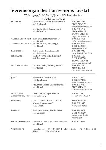 Vereinsorgan des Turnvereins Liestal - Turnverein Liestal