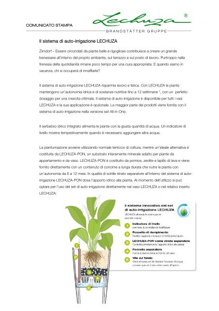 Il sistema di auto-irrigazione LECHUZA