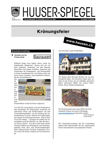 September 2012 Gemeinde Hausen Am Albis