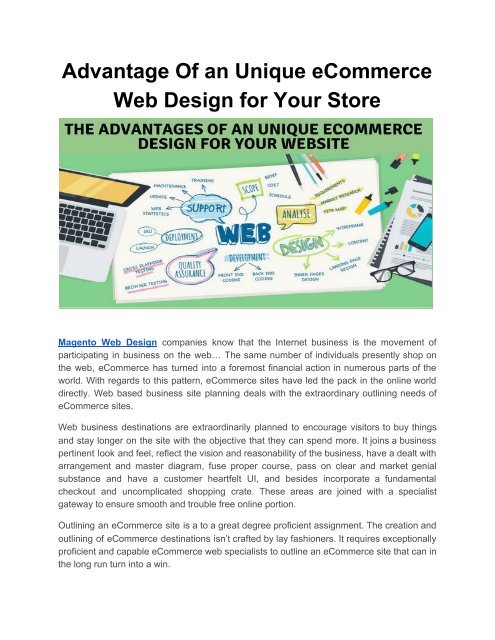 Advantage Of an Unique eCommerce Web Design for Your Store