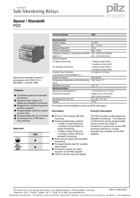 Speed / Standstill - DETECTION ET AUTOMATISME